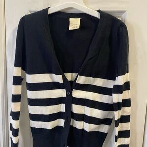 Sonoma Black & White Striped V-Neck Cardigan